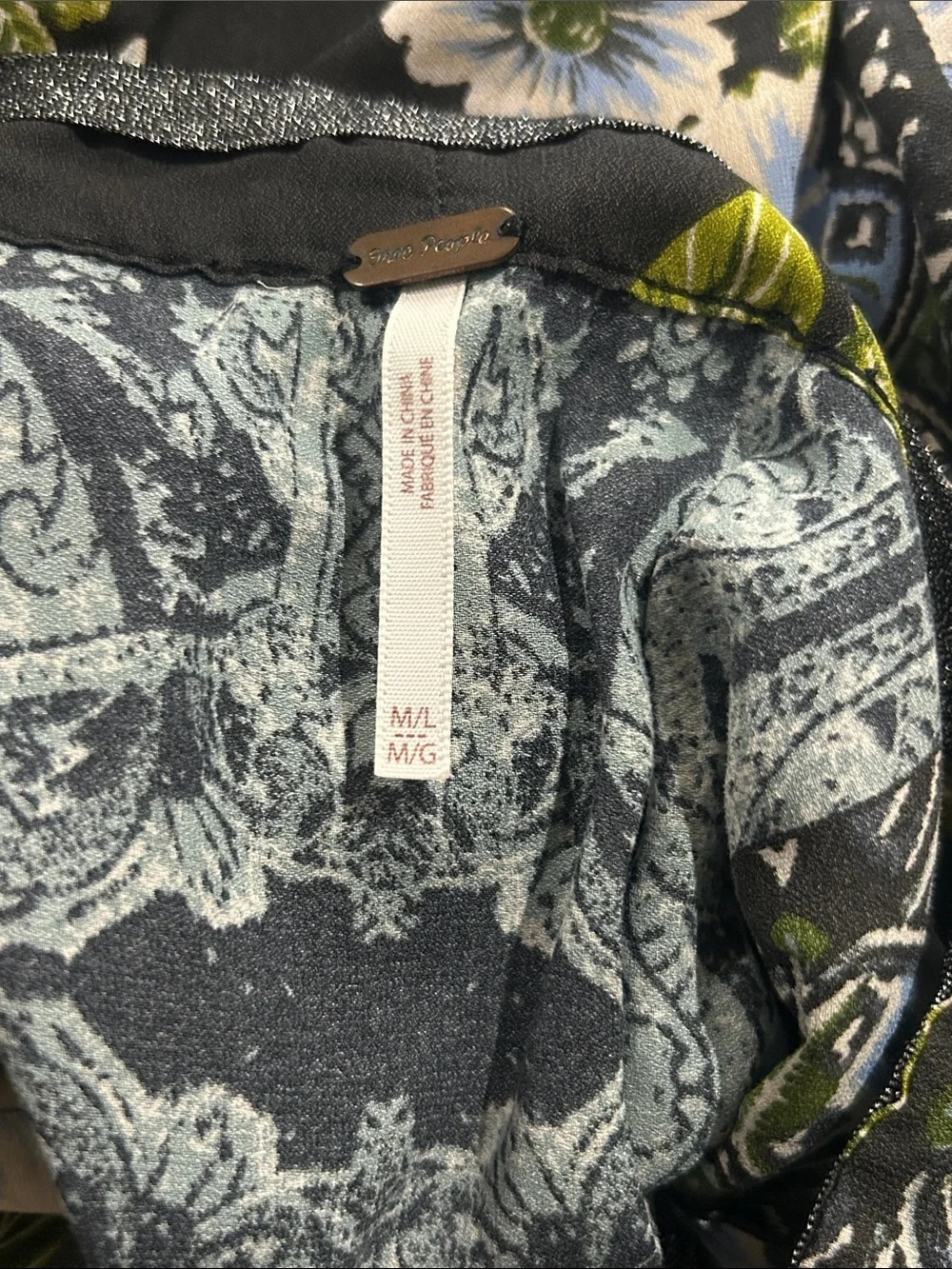Free People Wildflower Kimono Floral Print Chiffon Zip Front Size M/L Cinch Tie